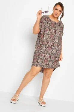 YOURS - Robe Marron Paisley Coupe Droite