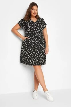 YOURS - Robe Noire Mini Floral à Poches