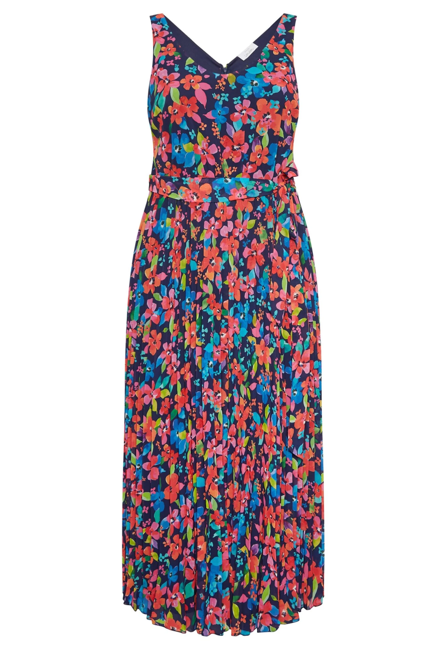 YOURS LONDON - Robe Bleue & Rouge Floral Maxi Plissée 9 YOURS LONDON - Robe Bleue & Rouge Floral Maxi Plissée – Image 7