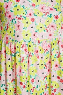 Robe Smocké Jaune & Rose Floral Manches Courtes Bouffantes -GrandeTendance Boutique e70f8820 6109 4a 137199 Z