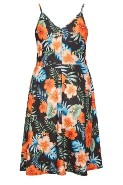 YOURS LONDON - Robe Noire Fleurs Tropical Orange -GrandeTendance Boutique e7c7dfdd 8778 42 162198 Y