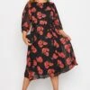 YOURS LONDON - Robe Noire Midi Imprimé Coquelicots -GrandeTendance Boutique e7e69723 c563 4f 161611 A