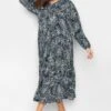 YOURS - Robe Bleue Marine Design Feuilles -GrandeTendance Boutique e81f975a d846 4c 301168 A