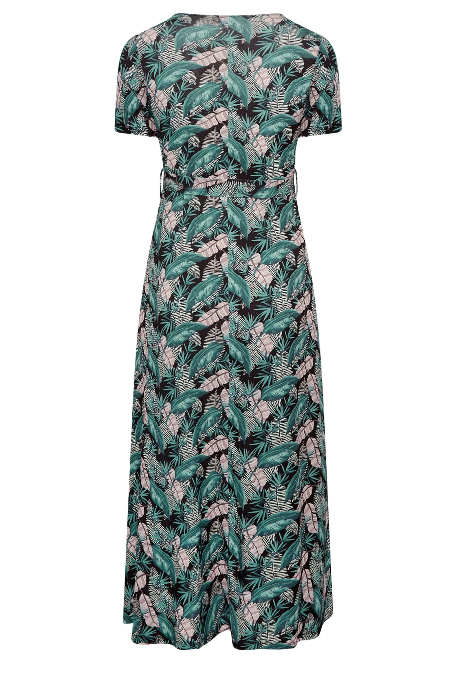 YOURS - Robe Maxi Cache-Coeur Noire Imprimé Feuilles Tropicales Volanté 9 YOURS - Robe Maxi Cache-Coeur Noire Imprimé Feuilles Tropicales Volanté – Image 7