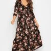 Robe Noire Floral Rouge Cache-Coeur En Jersey -GrandeTendance Boutique eda650f1 3bfc 40 301402 A