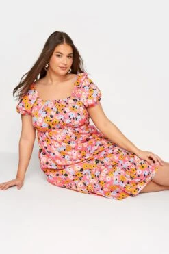 Robe Rose Midaxi Floral Bleu & Jaune -GrandeTendance Boutique ee3cfbb4 bc93 4d 137158 D