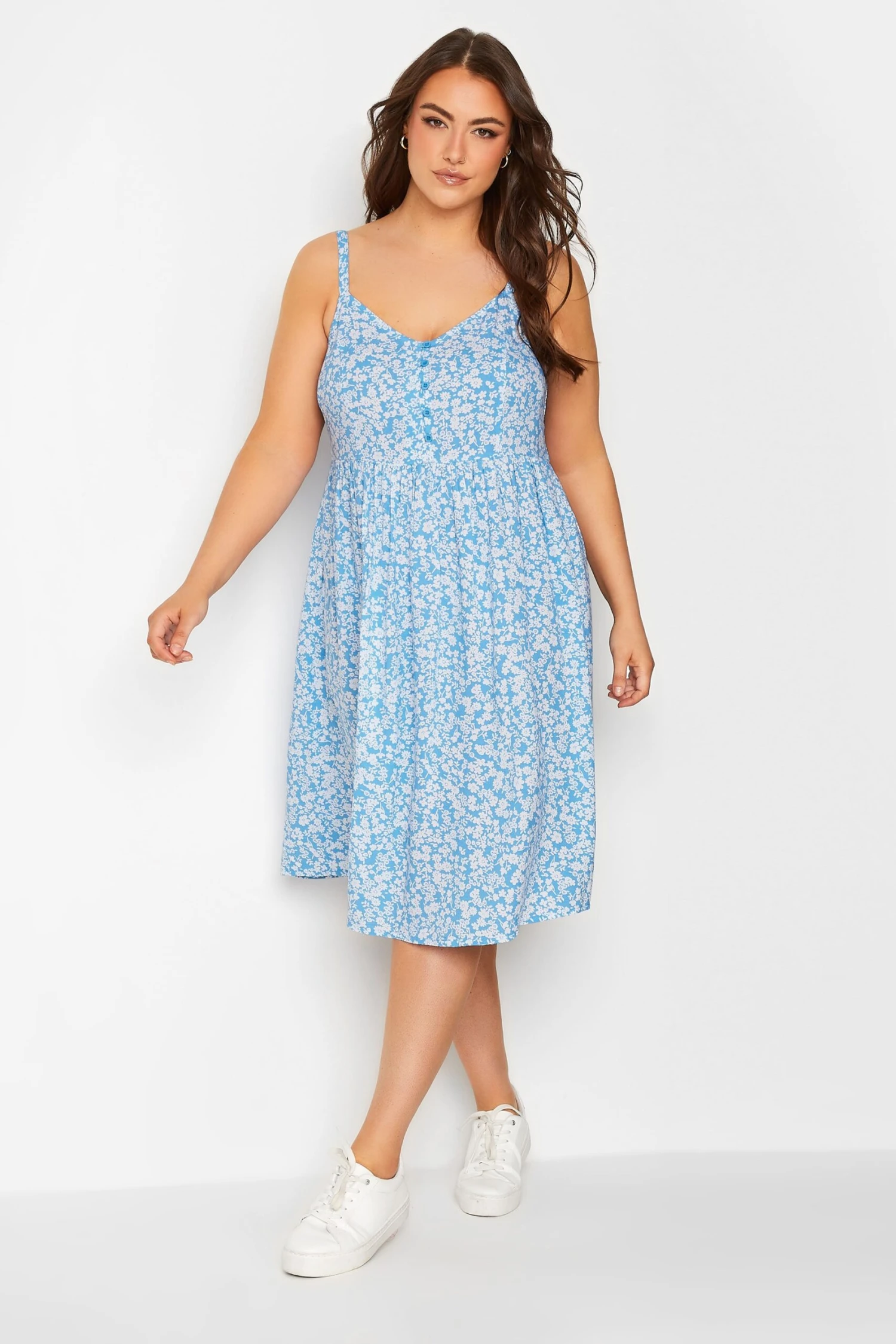 YOURS - Robe Bleue Floral Volanté Fines Bretelles 3 YOURS - Robe Bleue Floral Volanté Fines Bretelles