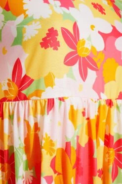 LIMITED COLLECTION - Robe Orange & Rose Midaxi Floral Smocké -GrandeTendance Boutique ef259f7d a816 40 214478 S