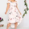 YOURS LONDON - Robe Rose Poudré Floral En Bardot Demoiselle D'Honneur -GrandeTendance Boutique ef3daeaf 0f38 4e 162090 B