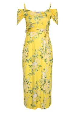 YOURS LONDON - Robe Jaune Floral Design Bardot -GrandeTendance Boutique efa709f1 4185 43 161530 X