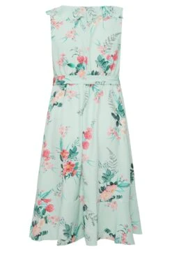 YOURS LONDON - Robe Verte Menthe Floral Rose Cache-Coeur Volanté -GrandeTendance Boutique efc03be2 8a6d 48 162053 Y