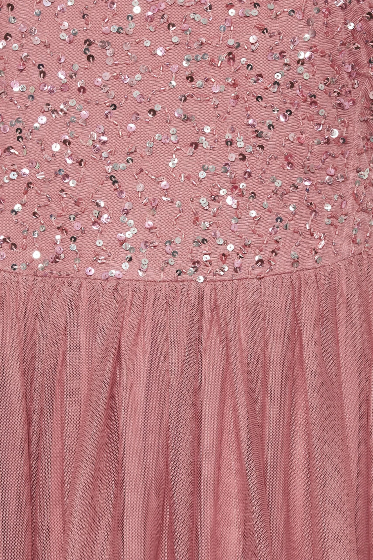 LUXE - Robe Rose Foncée Empiècement Sequin & Tulle 7 LUXE - Robe Rose Foncée Empiècement Sequin & Tulle – Image 5