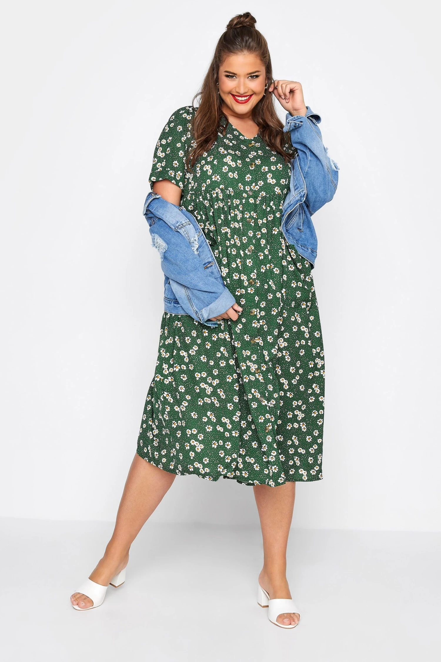 LIMITED COLLECTION - Robe Verte Floral & Pois Smocké 4 LIMITED COLLECTION - Robe Verte Floral & Pois Smocké – Image 2