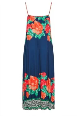 Robe Maxi Fines Bretelles Bleue Marine Bordure Floral -GrandeTendance Boutique f151a792 3c78 45 300981 Y