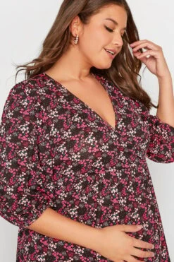 BUMP IT UP MATERNITY - Robe Rose & Noire Floral Manches Longues Volanté 12 BUMP IT UP MATERNITY - Robe Rose & Noire Floral Manches Longues Volanté -GrandeTendance Boutique f16522f9 d5b9 43 158372 D
