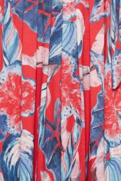 YOURS - Robe Maxi Cache-Coeur Rouge & Bleue Feuilles Tropicales Volanté -GrandeTendance Boutique f2375115 d4c3 4b 302164 Z