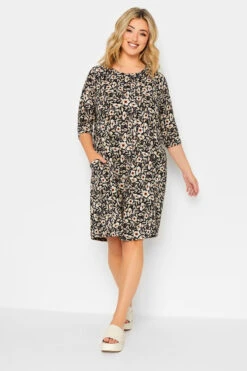 YOURS - Robe Noire Mini Imprimé Floral Drâpée à Poches
