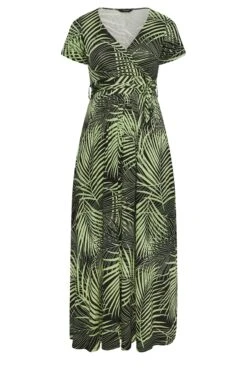 YOURS - Robe Maxi Cache-Coeur Noire Tropicale Feuilles Vertes -GrandeTendance Boutique f24ae74f 9dfa 4e 301603 X