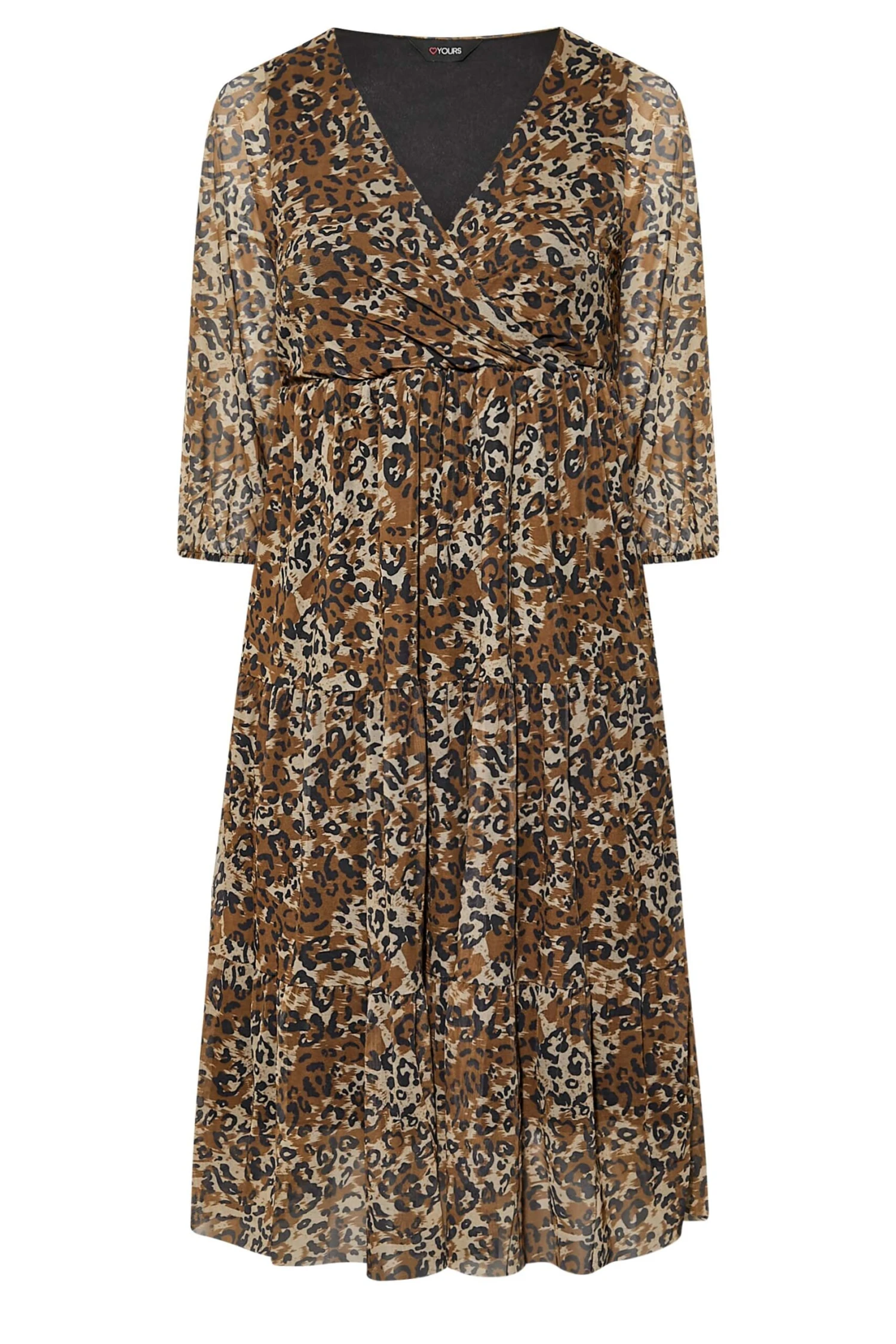 Robe Cache-Coeur Marron Léopard En Filet 8 Robe Cache-Coeur Marron Léopard En Filet – Image 6