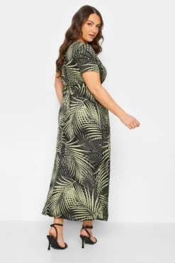 YOURS - Robe Maxi Cache-Coeur Noire Tropicale Feuilles Vertes -GrandeTendance Boutique f2c55fb9 7318 4e 301603 C