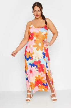 LIMITED COLLECTION - Robe Rose & Orange Floral Longueur Maxi