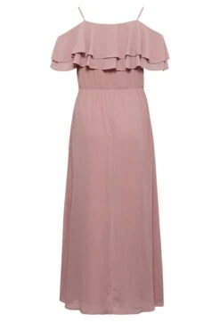 YOURS LONDON - Robe Rose Bardot Volanté Mousseline Demoiselle D'Honneur -GrandeTendance Boutique f3137cc3 dd81 49 161880 Y