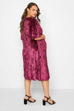 BUMP IT UP MATERNITY - Robe Midi Rose Foncé Velours -GrandeTendance Boutique f49ef1e9 2424 47 158380 C