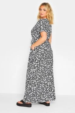 YOURS - Robe Noire Maxi Manches Courtes Design Floral -GrandeTendance Boutique f4a77ead 0e0c 48 137300 C