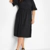 YOURS - Robe Midi Noire Texturée Smocké Manches Courtes -GrandeTendance Boutique f4a88908 b737 42 137506 A