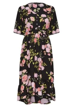 YOURS - Robe Midaxi Noire Floral Rose Coupe Volantée -GrandeTendance Boutique f4c458dc 8a69 49 137328 X