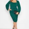 YOURS LONDON - Robe Verte Plissée Encolure Carrée -GrandeTendance Boutique f4e98ffa e497 49 161812 B