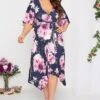 YOURS LONDON - Robe Bleue Marine Floral Rose Ourlet Roulanté -GrandeTendance Boutique f55abffc da13 44 162104 A