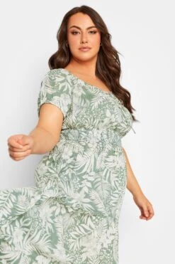 Robe Verte Maxi Imprimé Floral Tropical Manches Courtes -GrandeTendance Boutique f5a2457a f57f 42 137422 D