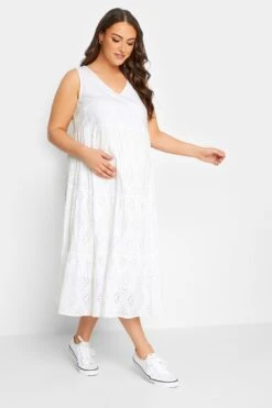 BUMP IT UP MATERNITY - Robe Midi Blanche Broderie Anglaise