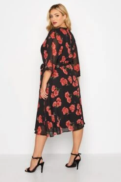 YOURS LONDON - Robe Noire Midi Imprimé Coquelicots -GrandeTendance Boutique f75eef97 e59c 4e 161611 C