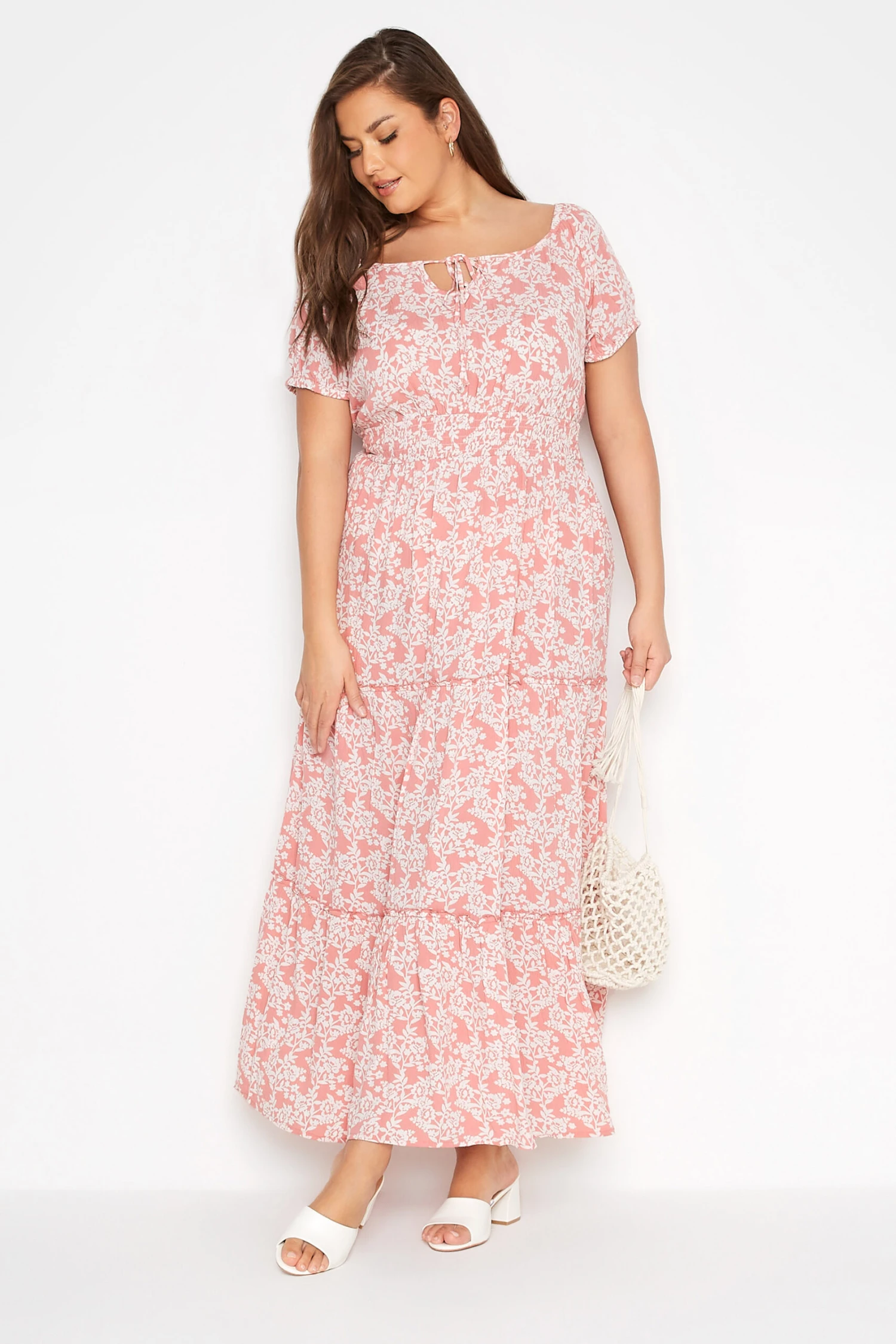 Robe Rose Maxi Imprimé Floral Manches Courtes 3 Robe Rose Maxi Imprimé Floral Manches Courtes