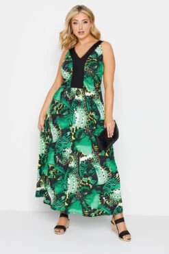 YOURS LONDON - Robe En Jersey Maxi Verte Papillons