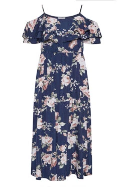 YOURS LONDON - Robe Bleue Floral Style Bardot Demoiselle D'Honneur -GrandeTendance Boutique f86b5e33 f6ab 48 161090 F