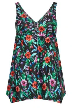 YOURS - Robe De Bain Noir & Rouge Fleurs Tropicales Volanté -GrandeTendance Boutique f8f979af 9221 48 150267 X