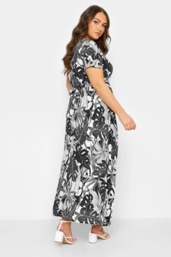 YOURS - Robe Noire & Blanche Maxi Imprimé Floral & Feuilles -GrandeTendance Boutique f94e89d0 c68f 47 301698 C