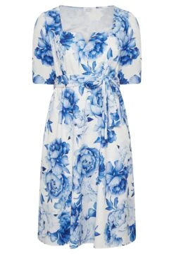 YOURS LONDON - Robe Bleue & Blanche Floral Manches Courtes -GrandeTendance Boutique f9a87a3d 1a36 46 162091 X