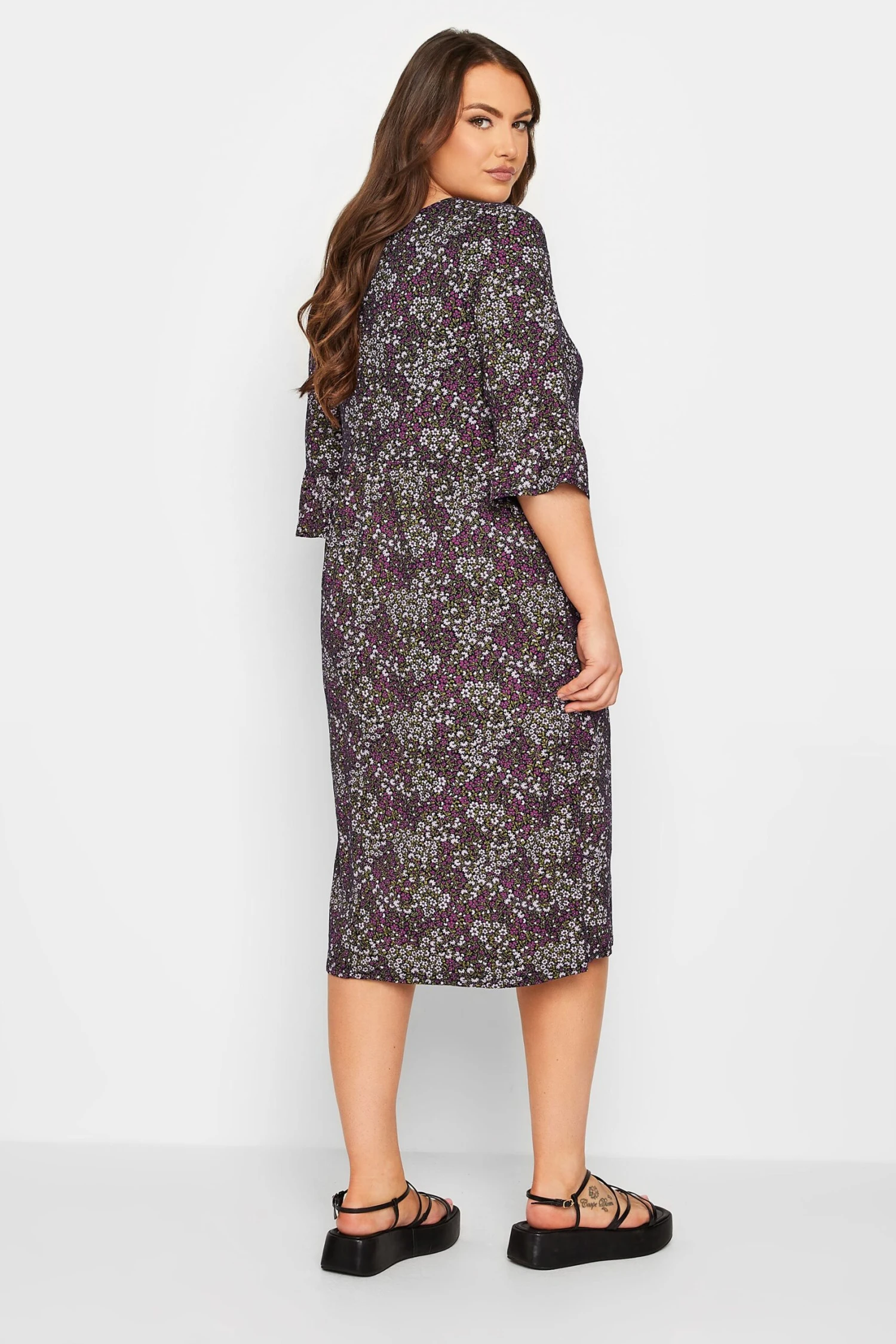 Robe Midaxi Noire En Imprimé Floral Volanté 5 Robe Midaxi Noire En Imprimé Floral Volanté – Image 3