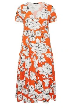 YOURS - Robe Orange Cache-Coeur Manches Courtes -GrandeTendance Boutique facc8f00 e248 43 301895 X