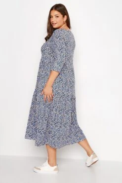 Robe Midi Bleue Petites Fleurs En Jersey -GrandeTendance Boutique faef8036 f055 49 301008 D