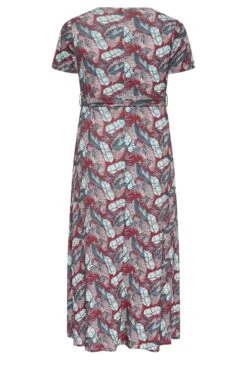 YOURS - Robe Maxi Cache-Coeur Rouge & Bleue Feuilles Volanté -GrandeTendance Boutique faf37c85 ffbe 47 302158 Y