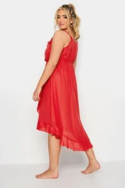 LIMITED COLLECTION - Robe Rouge Midi Fines Bretelles Coupe Volanté -GrandeTendance Boutique fb51d5a0 6c17 42 215534 D
