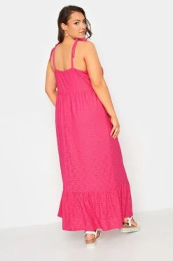 YOURS - Robe Maxi Rose Fushia Broderie Anglaise Volantée -GrandeTendance Boutique fbb054a1 cbb5 40 137567 C