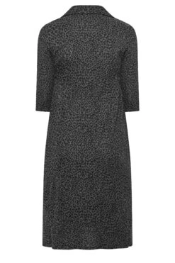 YOURS - Robe Noire Midi Boutonnée Léopard -GrandeTendance Boutique fc602d12 4193 43 174165 Y