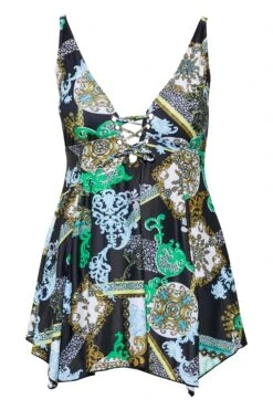 Robe De Bain Noire Imprimé Foulard Volantée -GrandeTendance Boutique fd0d9ab1 155d 4d 150259 X