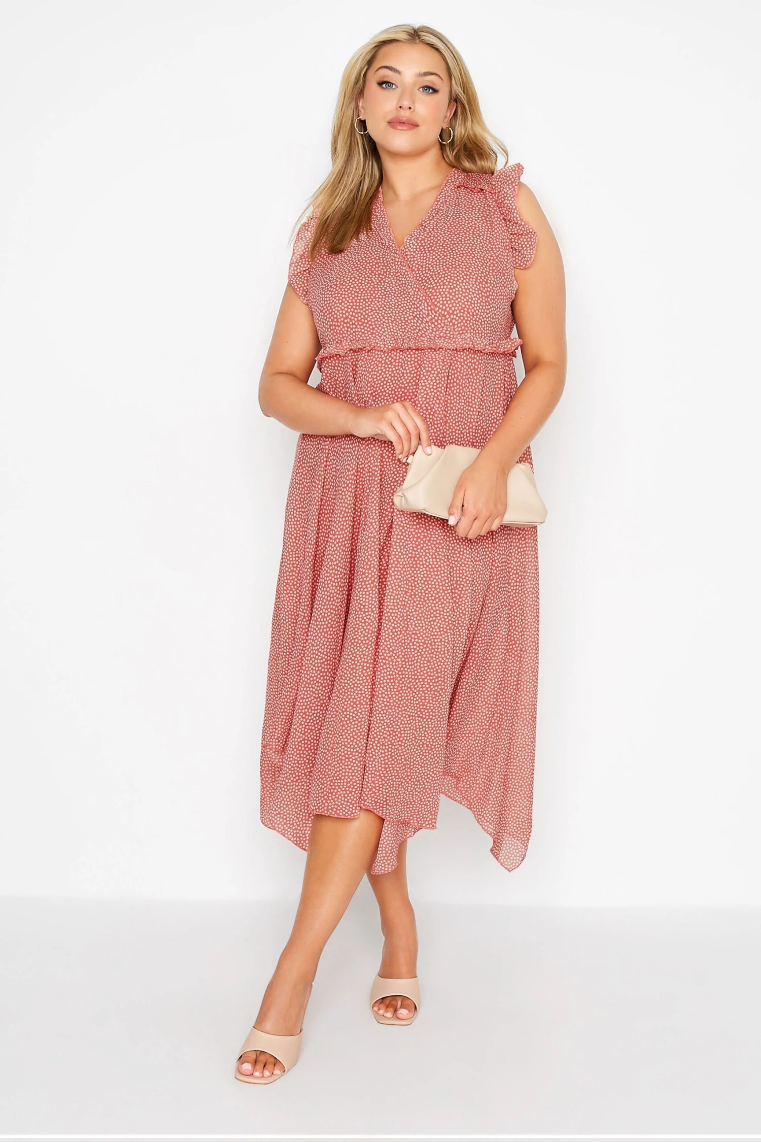 Robe Rose Corail à Pois Roulanté 4 Robe Rose Corail à Pois Roulanté – Image 2